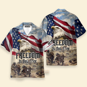 Freedom Is Not Free America FLag Eagle Hawaiian Shirt