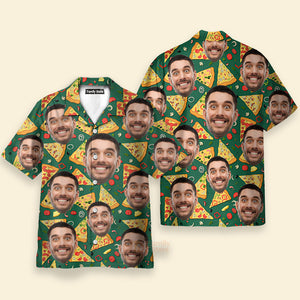 Custom Photo Face Crazy Man Loves Slice Pizza - Hawaiian Shirt