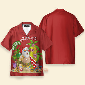 Merry Christmas Funny Santa On The Beach - Hawaiian Shirt