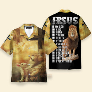 Jesus Easter Day Lion Flame Aloha Hawaiian Shirts For Men And For Women