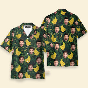 Personalized Face Banana Green Unique Design Made Men'S Hawaiian Shirt