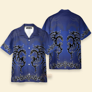 Blue Tribal Dragon Hawaiian Shirt