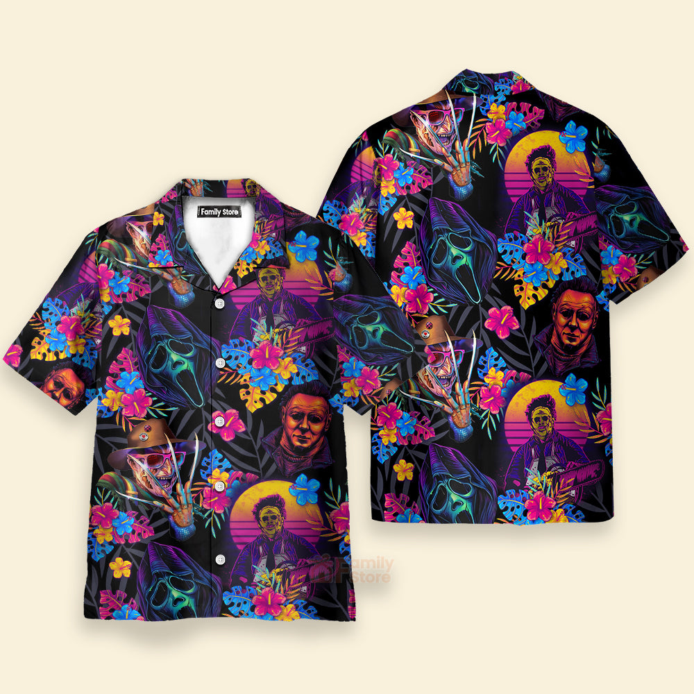 Horror movie Retro Flower Tropical Style - Hawaiian Shirt