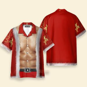 Christmas Santa Claus With Abs Costume Cosplay - Hawaiian Shirt