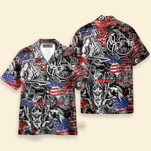 Viking Independence Day Odin Warrior And Wolf Hawaiian Shirt