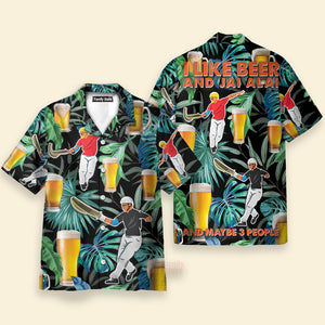 Beer And Jai Alai Tropical Pattern - Hawaiian Shirt
