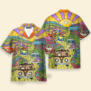 Hippie Dogs And Cats Bus Hawaiian Shirt