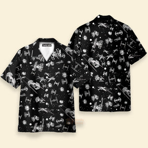 Star Wars Spacecraft Pattern Button Down Hawaiian Shirt