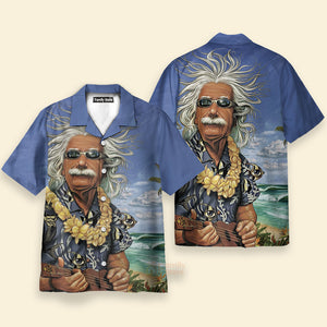 Albert Einstein Chilling On The Beach Custom Hawaii Shirt