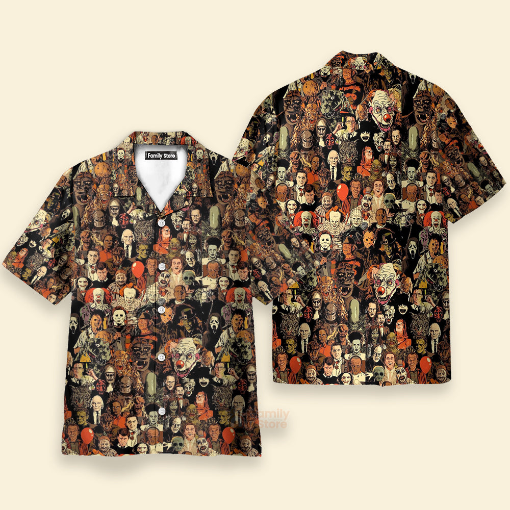 Horror Movie Characters Halloween Pattern Hawaiian Shirt