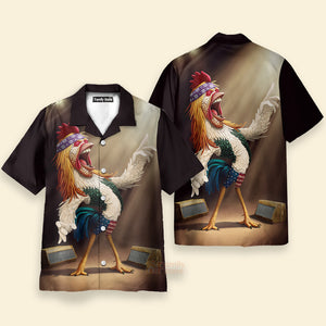 Rooster Chest Pocket Short Sleeves Casual Shirts Hawaiian Shirt