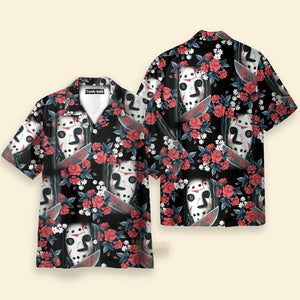 FamilyStore Halloween Jason Voorhees Flower Tropical Style - Hawaiian Shirt