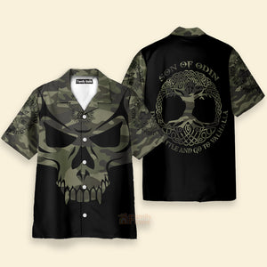 Camouflage Skull Viking Hawaiian Shirt, Son Of Odin Viking Shirt