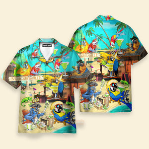 Funny Parrot In Summer Beach Party Margarita Cocktail Margaritaville Hawaiian Shirts