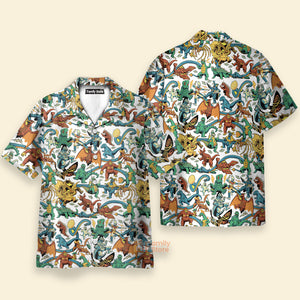 FamilyStore Showa Era Monsters Kaiju Battles - Hawaiian Shirt