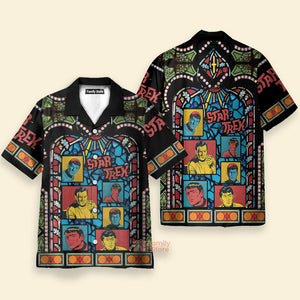 FamilyStore Star Trek The Original Series Retro Character Squares Stained Glass - Hawaiian Shirt