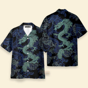 FamilyStore Mint Dragon Dark Short Sleeve - Hawaiian Shirt