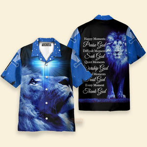 Christian Jesus Blue Cross Lion Aloha Hawaiian Shirts For Men And For Women