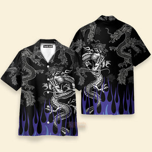 Dragon With Blue Flame Hawaiian Shirt