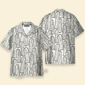 Men's Hawaiian Shirts Halloween Ghost Print Short Sleeve Shirt