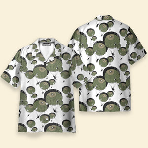 Umbrella Army Parachute Veteran White And Green Aloha Hawaiian Shirts