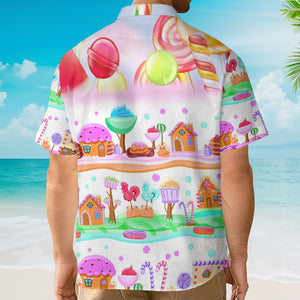 Food Dessert Colourful Cookies Candy Lolipop Hawaiian Shirt