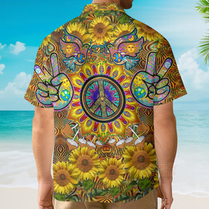 Hippie Sunflowers Love Sunshine Yellow Amazing Style Hawaiian Shirt