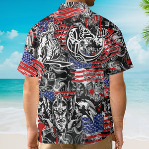 Viking Independence Day Odin Warrior And Wolf Hawaiian Shirt