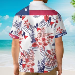 Floral Bluebonnet Don't Mess With Texas Hawaiian Shirt For Men