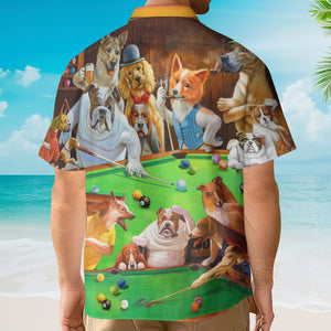Billiard Dogs Playing Pool - Hawaiian Shirt