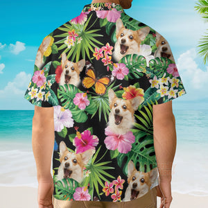 Custom Photo Dog Hibiscus Flower Summer - Personalized Hawaiian Shirt