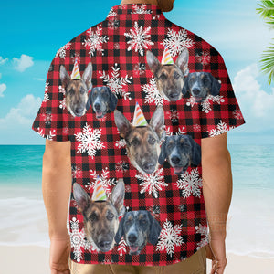 Custom Photo Retro Winter Buffalo Plaid Funny For Men, Husband -  Hawaiian Shirt