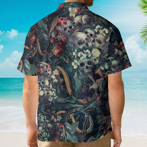 Skull Among The Mysterious And Eerie Flowers Hawaiian Shirt