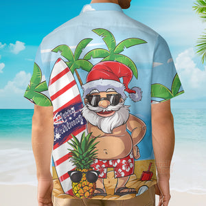 Christmas In July Santa Lets Surf Summer Vibe Hawaiian Shirt