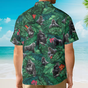 Gorilla Summer Short Sleeve Hawaiian Aloha Shirt