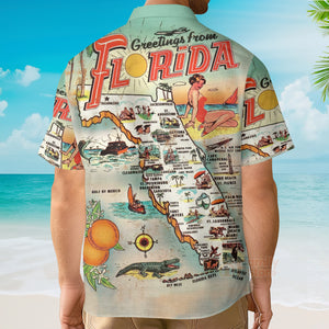 FamilyStore Coastal Vibes A Greeting From Florida - Hawaiian Shirt