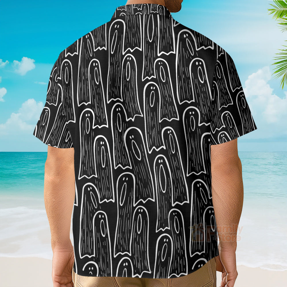 Men's Hawaiian Shirts Halloween Ghost Print Short Sleeve Shirt