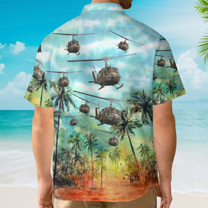 US Army Bell UH-1 Huey Hawaiian Shirt, Short Sleeve Hawaiian Shirt