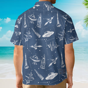 Space Aircraft Seamless Pattern Hawaiian Shirt
