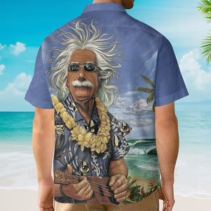 Albert Einstein Chilling On The Beach Custom Hawaii Shirt