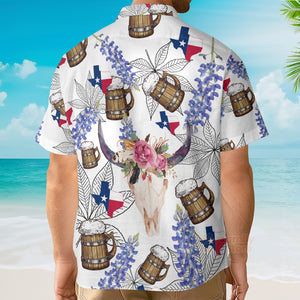 Texas Unique Longhorn Bluebonnet Art Hawaiian Shirt