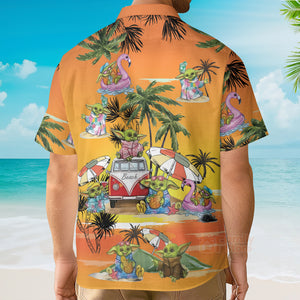 FamilyStore SW Cartoon Baby Yoda Orange - Hawaiian Shirt