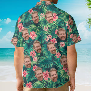 Personalized Shirt with Text Men's Hawaiian Shirt Red Flowers