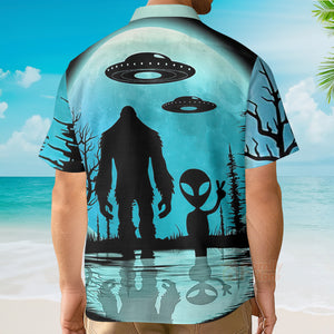 Bigfoot Alien And UFO Hawaiian Shirt For Men And Women
