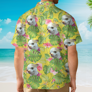 Custom Photo Tropical Leaf With Funny Chihuahua Dog - Hawaiian Shirt