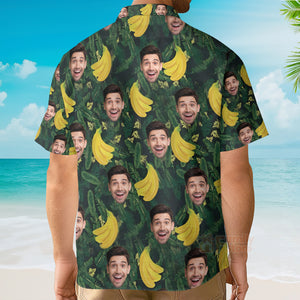 Personalized Face Banana Green Unique Design Made Men'S Hawaiian Shirt