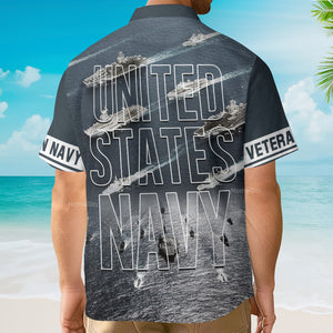 FamilyStore Navy United States Navy Veteran Hawaiian Shirt