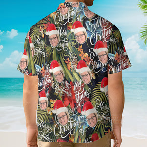 Men'S Custom Face Merry Christmas Hawaiian Shirts