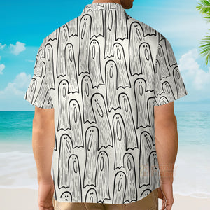 Men's Hawaiian Shirts Halloween Ghost Print Short Sleeve Shirt