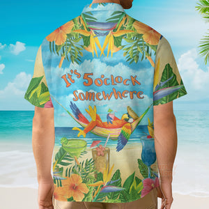 Tropical Parrot It's 5 O'clock Somewhere Aloha Hawaiian Shirts